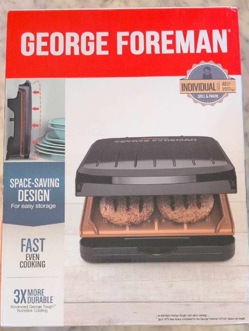 George Foreman Black and Copper Individual Grill & Pan